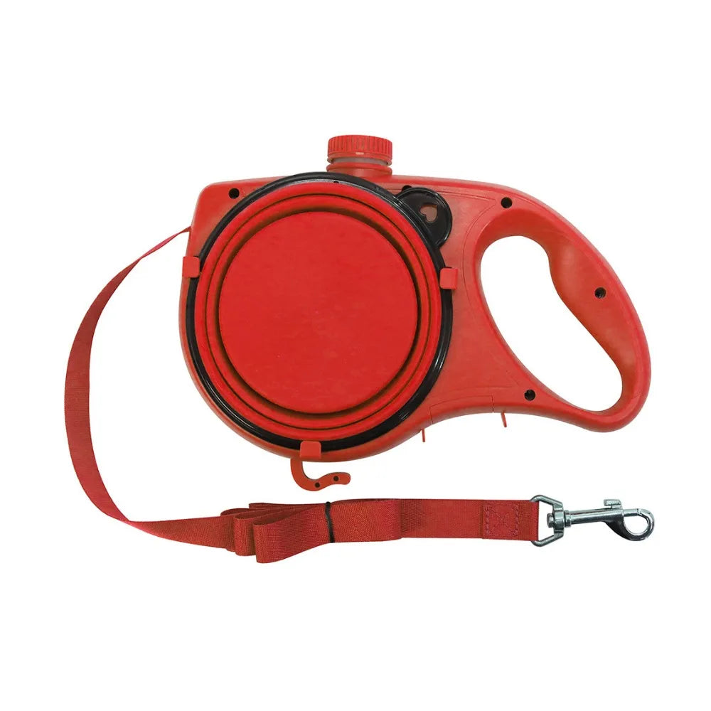 Detachable Retractable Dog Leash with Integrated Water Bottle, Handheld Design, Water Bowl, and Waste Bag Container for Training